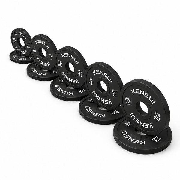 Kensui black change plate 15 kg set with pairs of 0.5, 1, 1.5, 2 and 2.5 kg plates, ten plates total