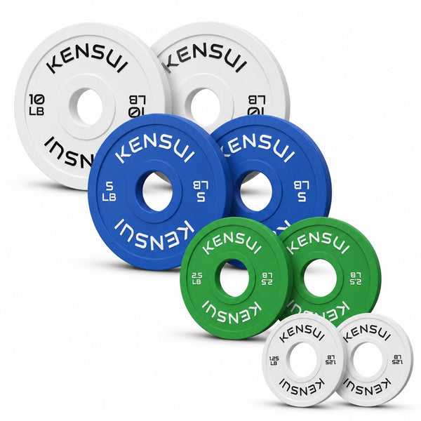 Kensui color change plate 37.5 lb full set: pairs of white 1.25 lb, green 2.5 lb, blue 5 lb and white 10 lb plates
