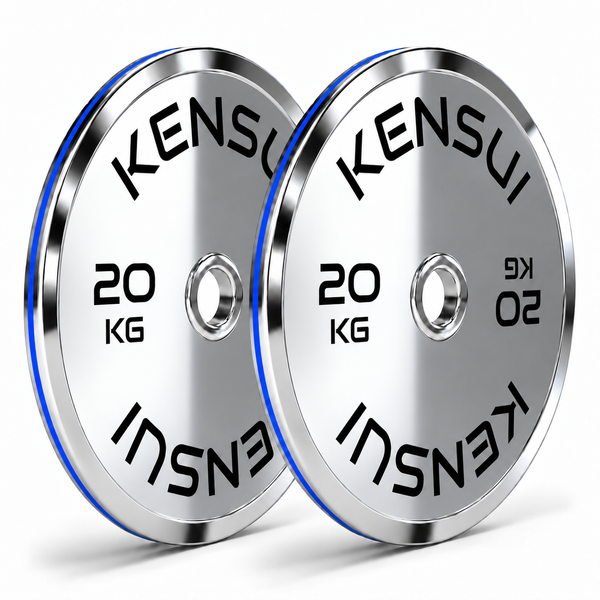 Kensui 20 kg calibrated chrome weight plate pair with polished mirror finish