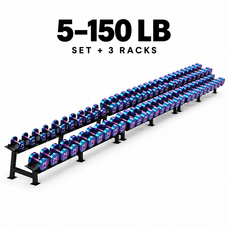 5lb - 150lb Set + 3 Racks