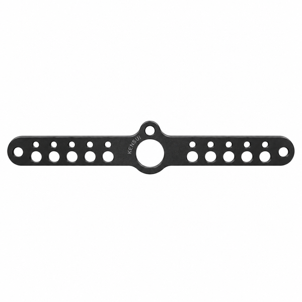 Kensui Landmine Carabiner Attachment, short 40 cm powder-coated steel bar, front and side view