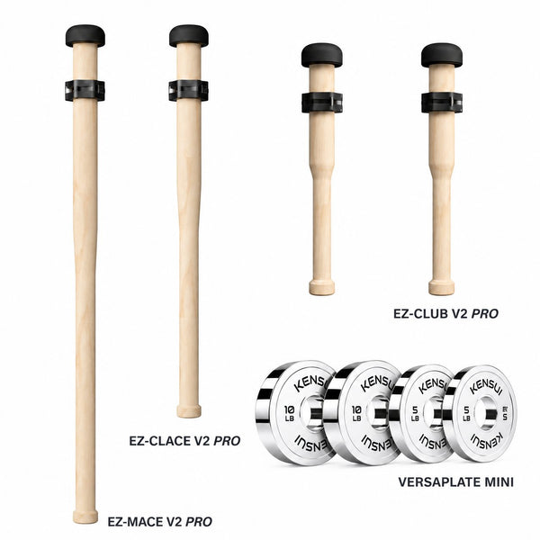 Kensui Barbarian Bundle PRO with polished chrome VersaPlate Mini plates: two 10 lb and two 5 lb plates