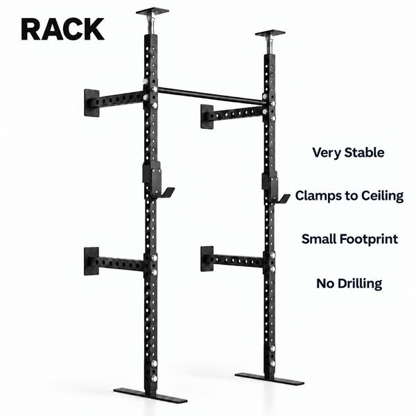Torii RACK with telescoping uprights, J-hooks, wall cross-members, ceiling clamps and flat feet.