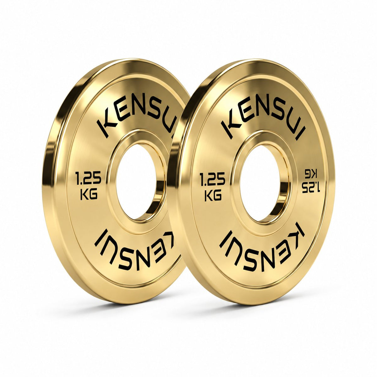 Kensui calibrated gold chrome weight plates, 1.25 kg pair