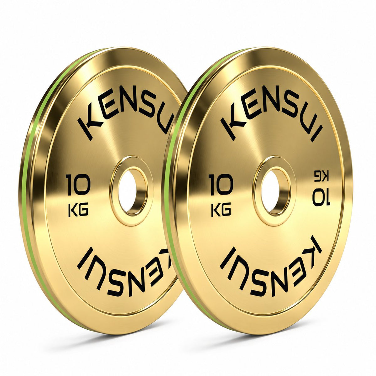 Kensui calibrated gold chrome weight plates, 10 kg pair