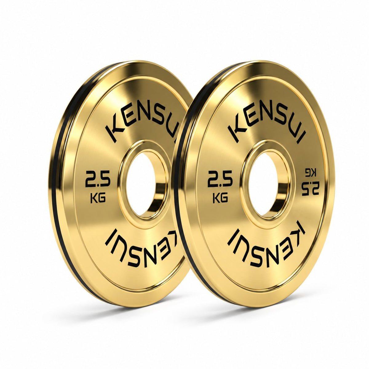 Kensui calibrated gold chrome weight plates, 2.5 kg pair