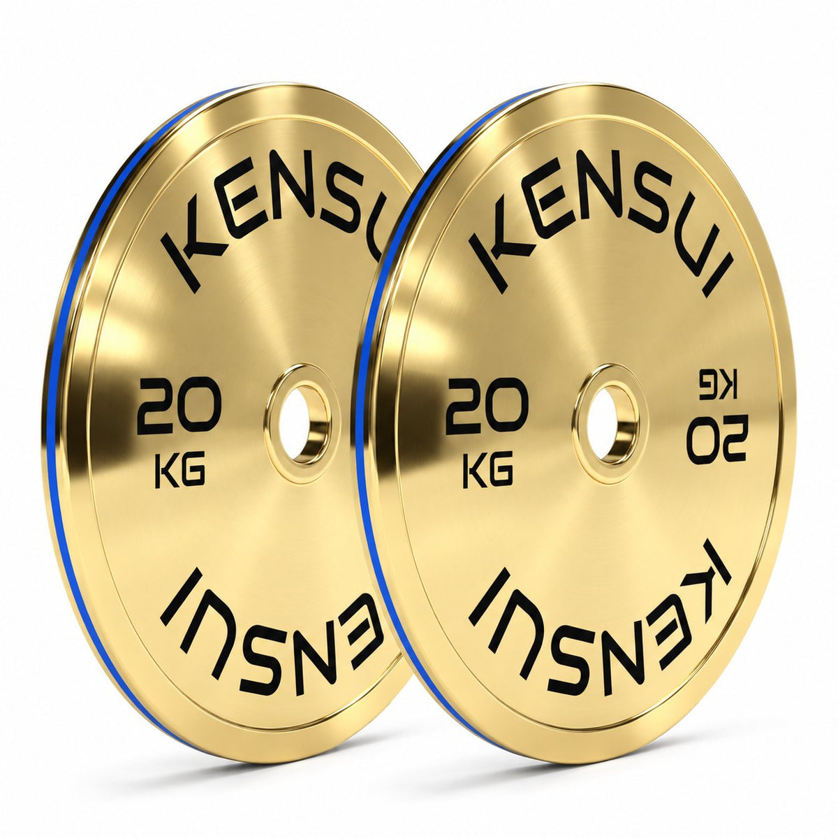 Kensui calibrated gold chrome weight plates, 20 kg pair