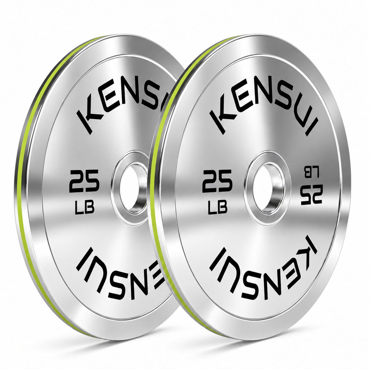 Pair of Kensui 25 lb calibrated chrome weight plates