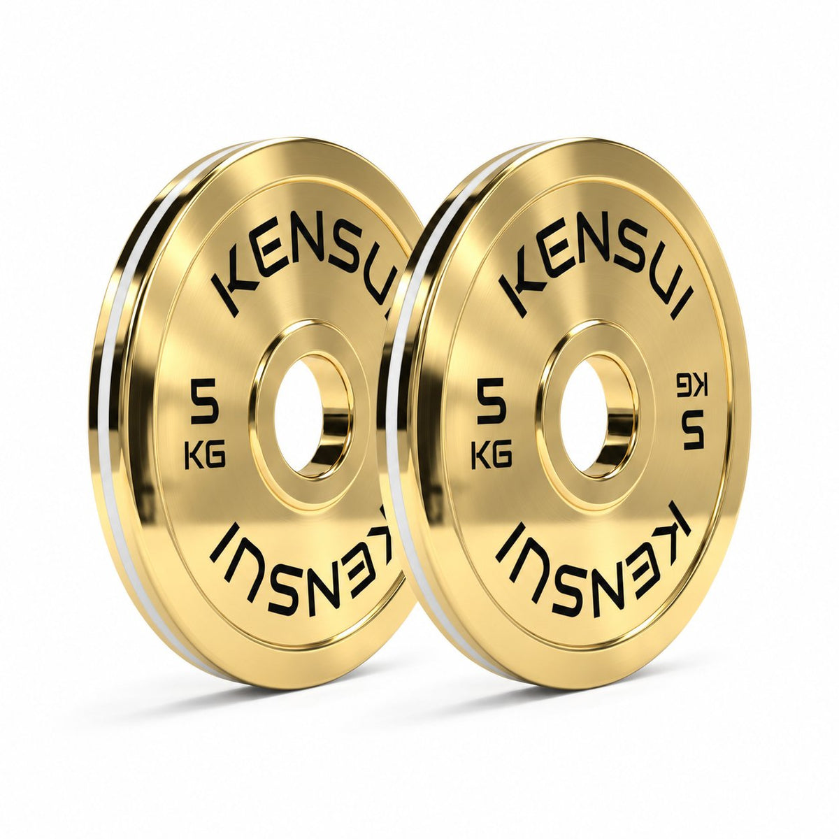 Kensui calibrated gold chrome weight plates, 5 kg pair