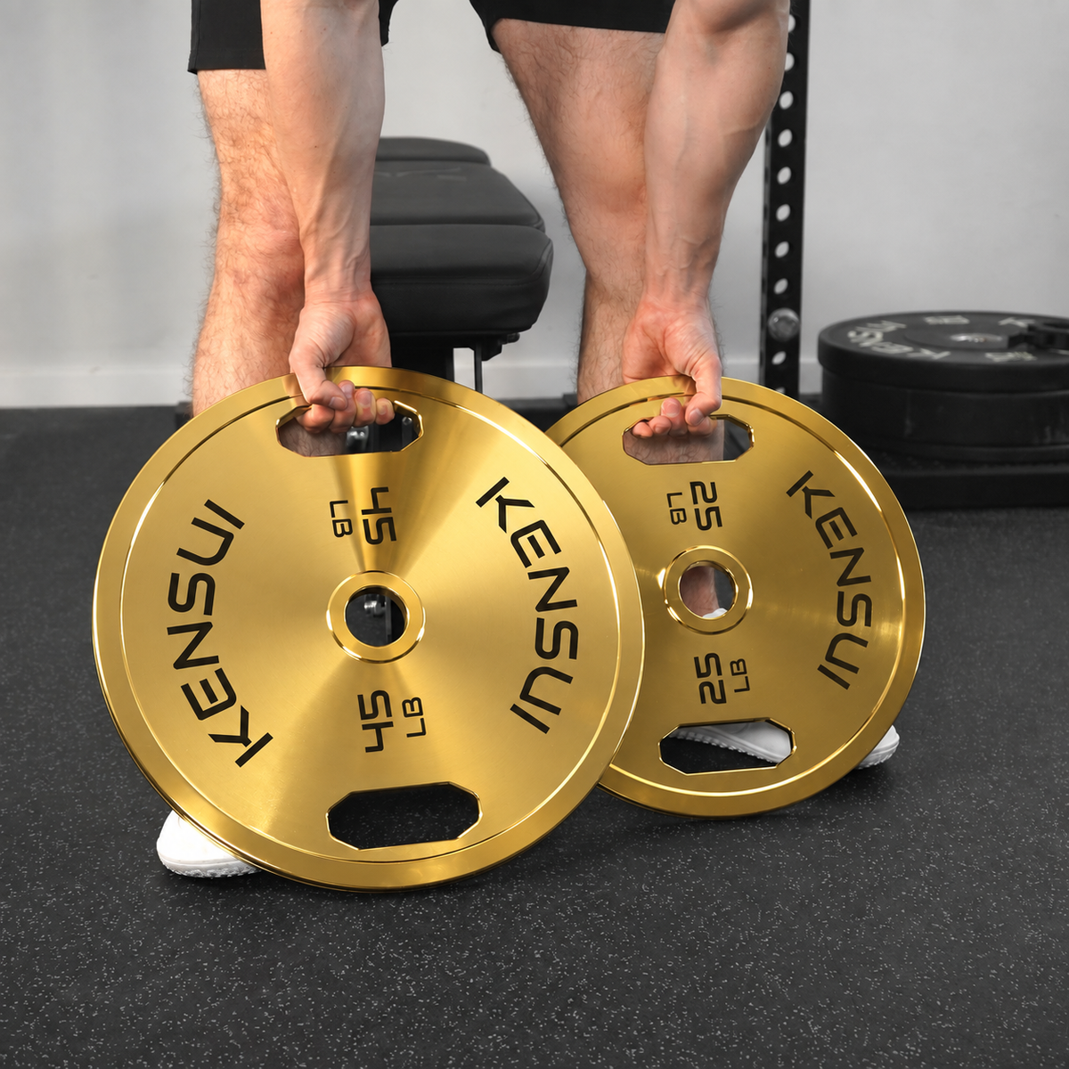 Kensui gold 45 lb and 25 lb weight plates