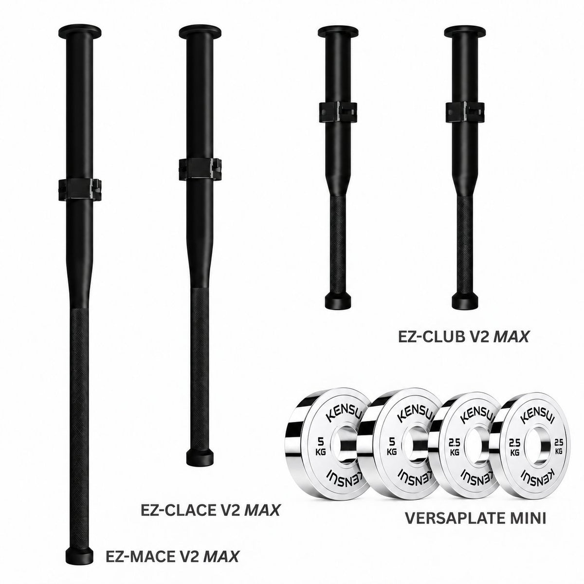 Kensui Barbarian Bundle MAX with polished chrome VersaPlate Mini plates: two 5 kg and two 2.5 kg plates