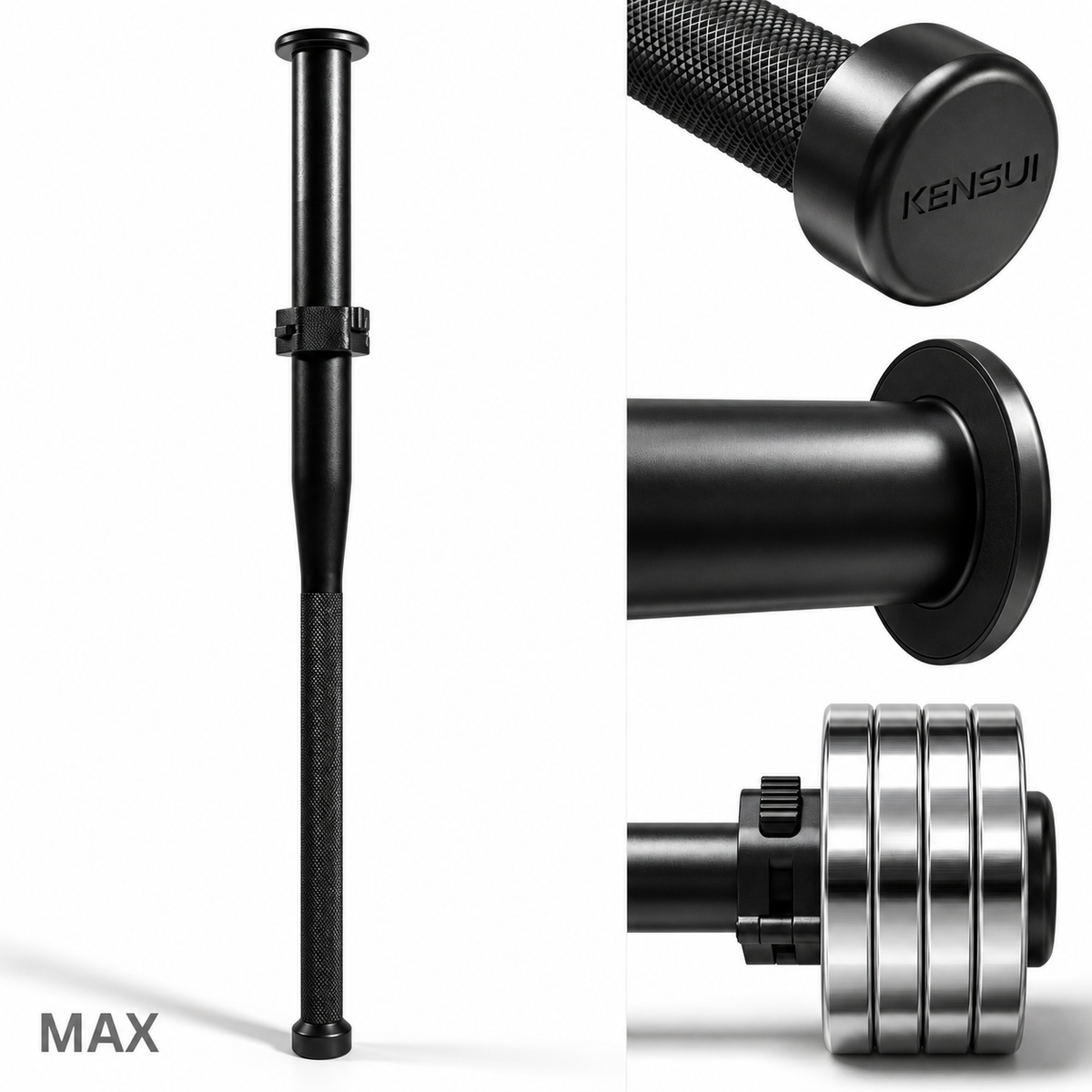 EZ-CLACE Max black steel clace with polished chrome plates and rubber face lining
