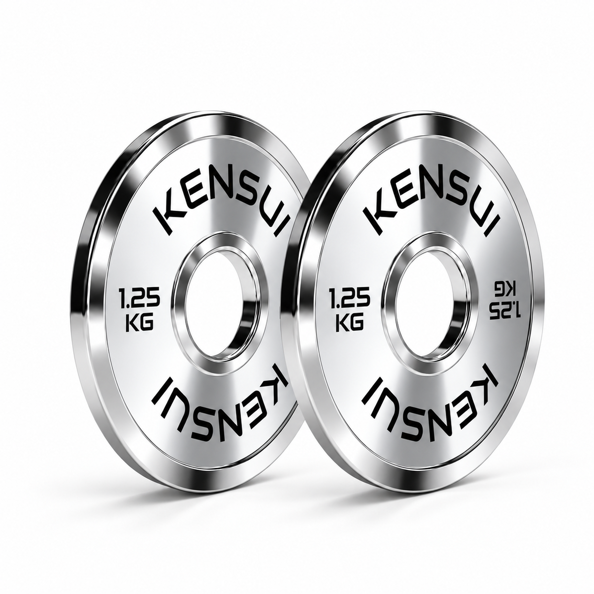 Kensui 1.25 kg calibrated chrome weight plates, pair with smooth mirror finish