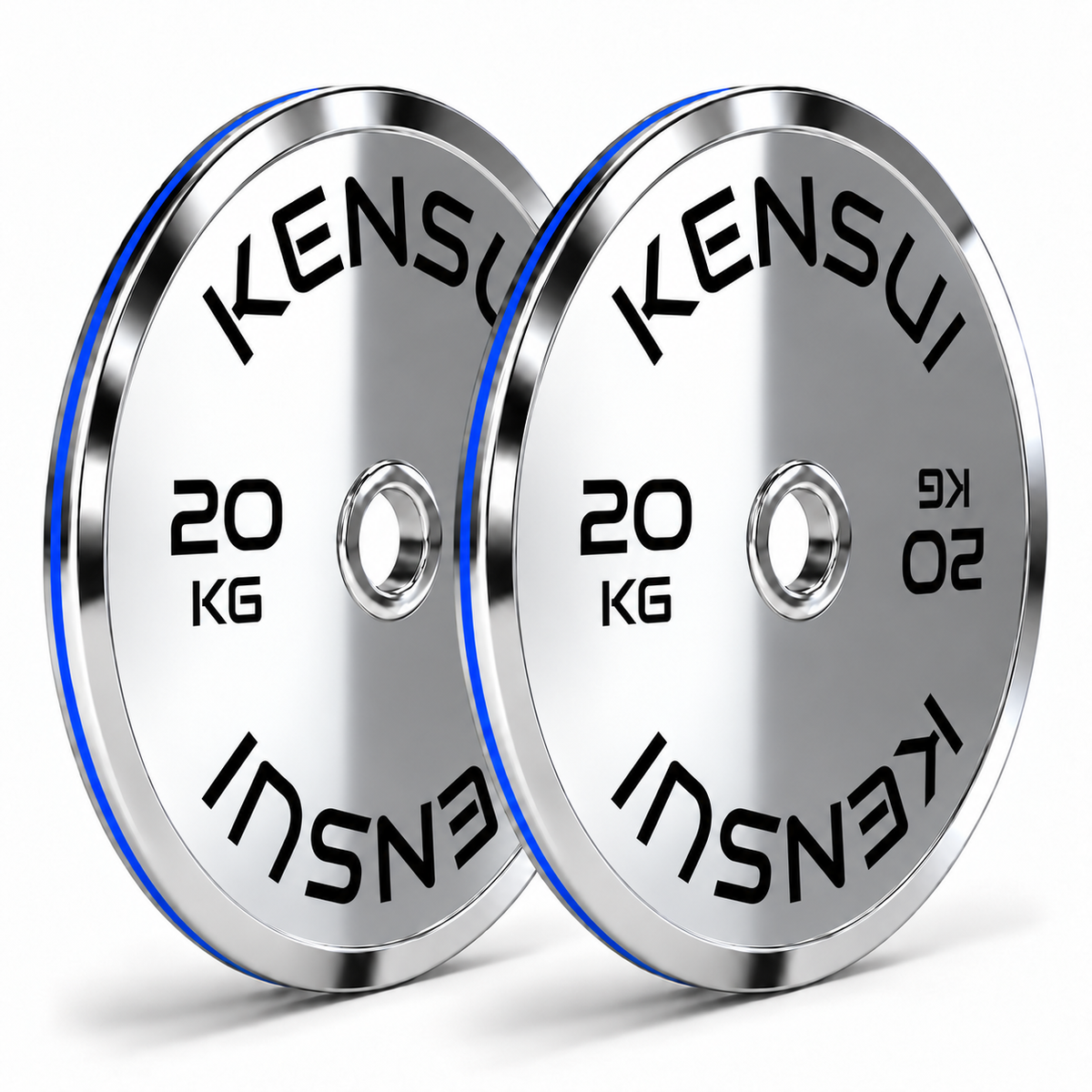 Kensui 20 kg calibrated chrome weight plate pair with polished mirror finish