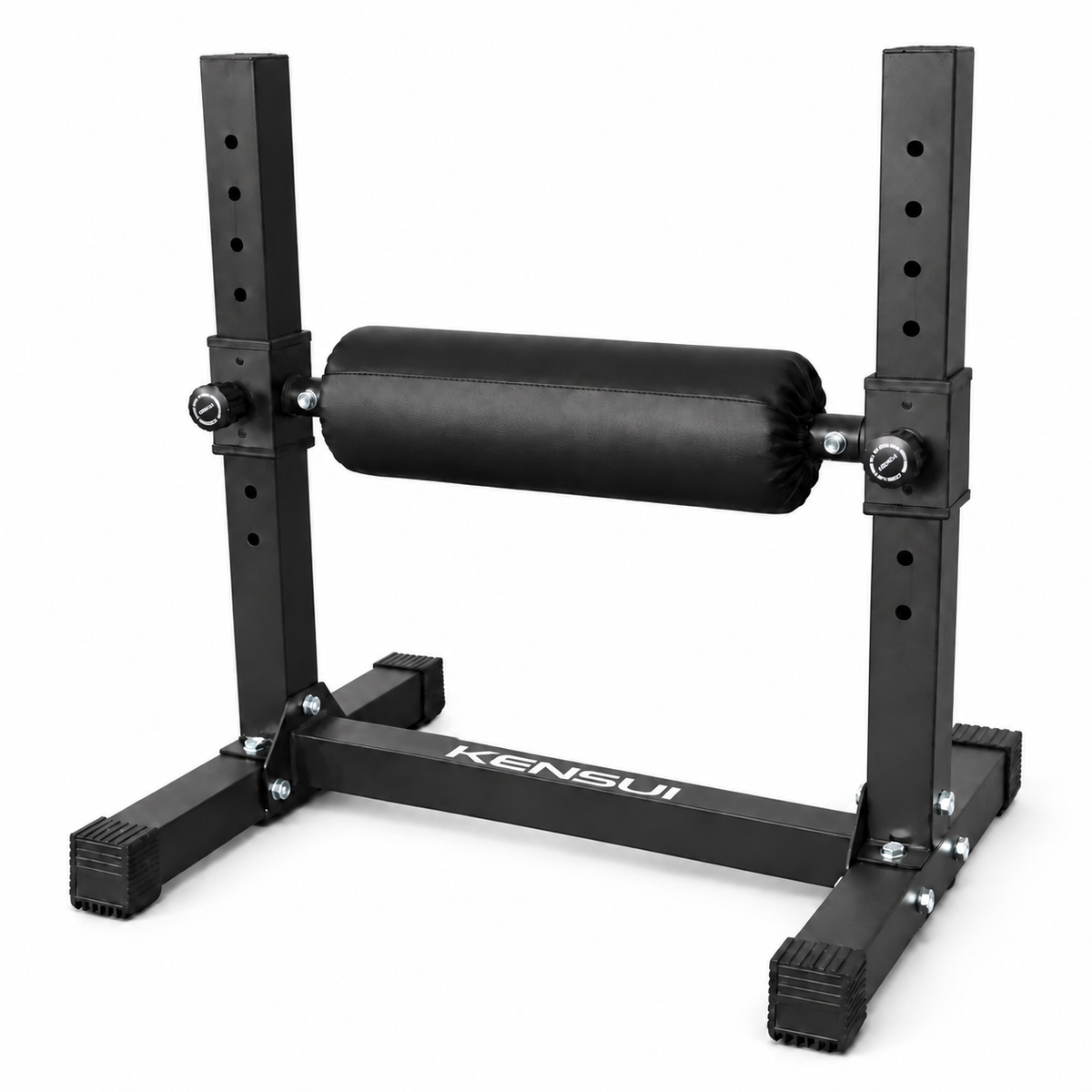 Kensui Adjustable Split Squat Stand with padded roller, adjustable steel uprights, and KENSUI logo on a white background.