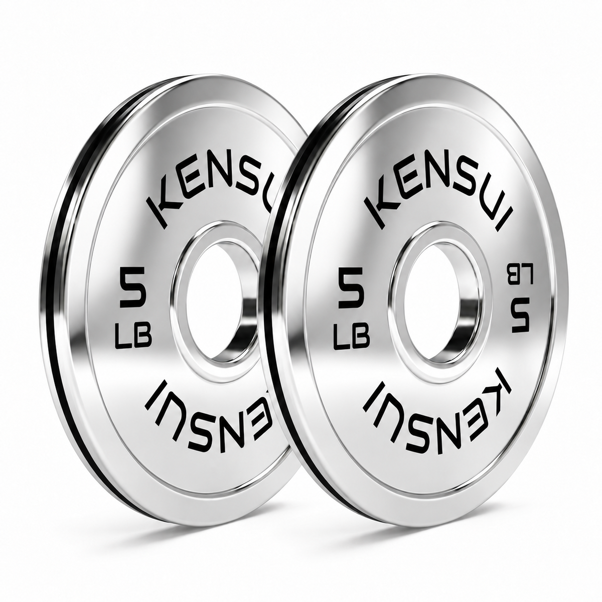 Pair of Kensui 5 lb calibrated chrome weight plates