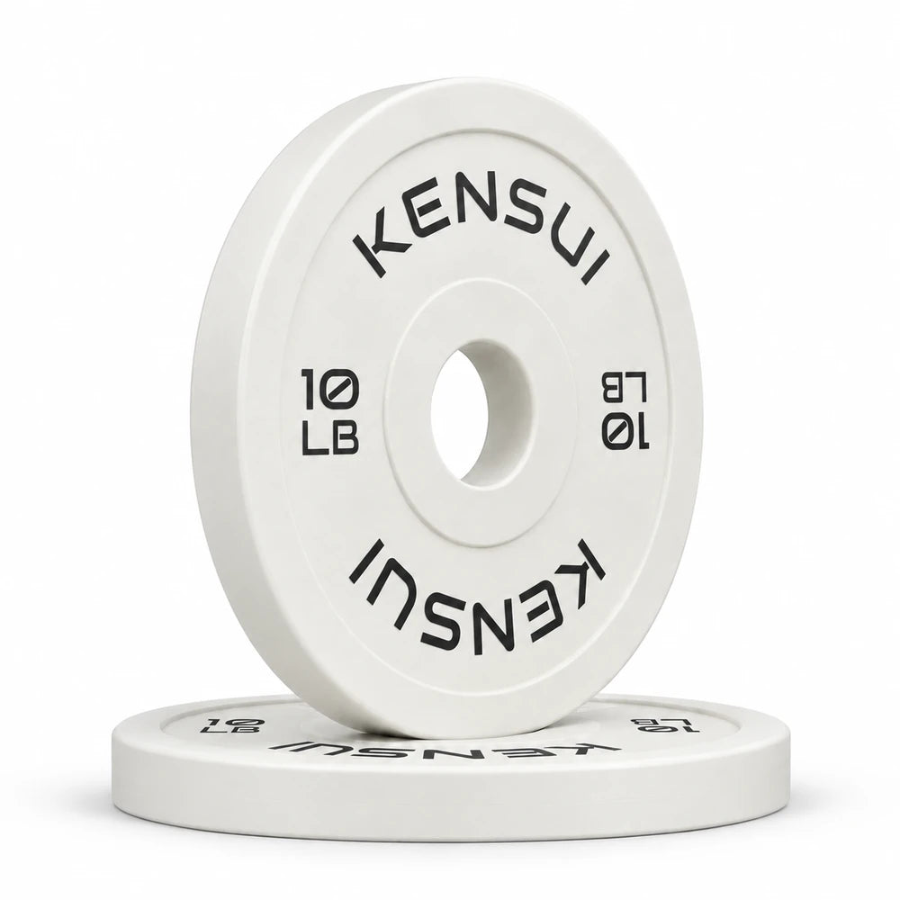 Kensui 10 lb white color change plates, stacked pair