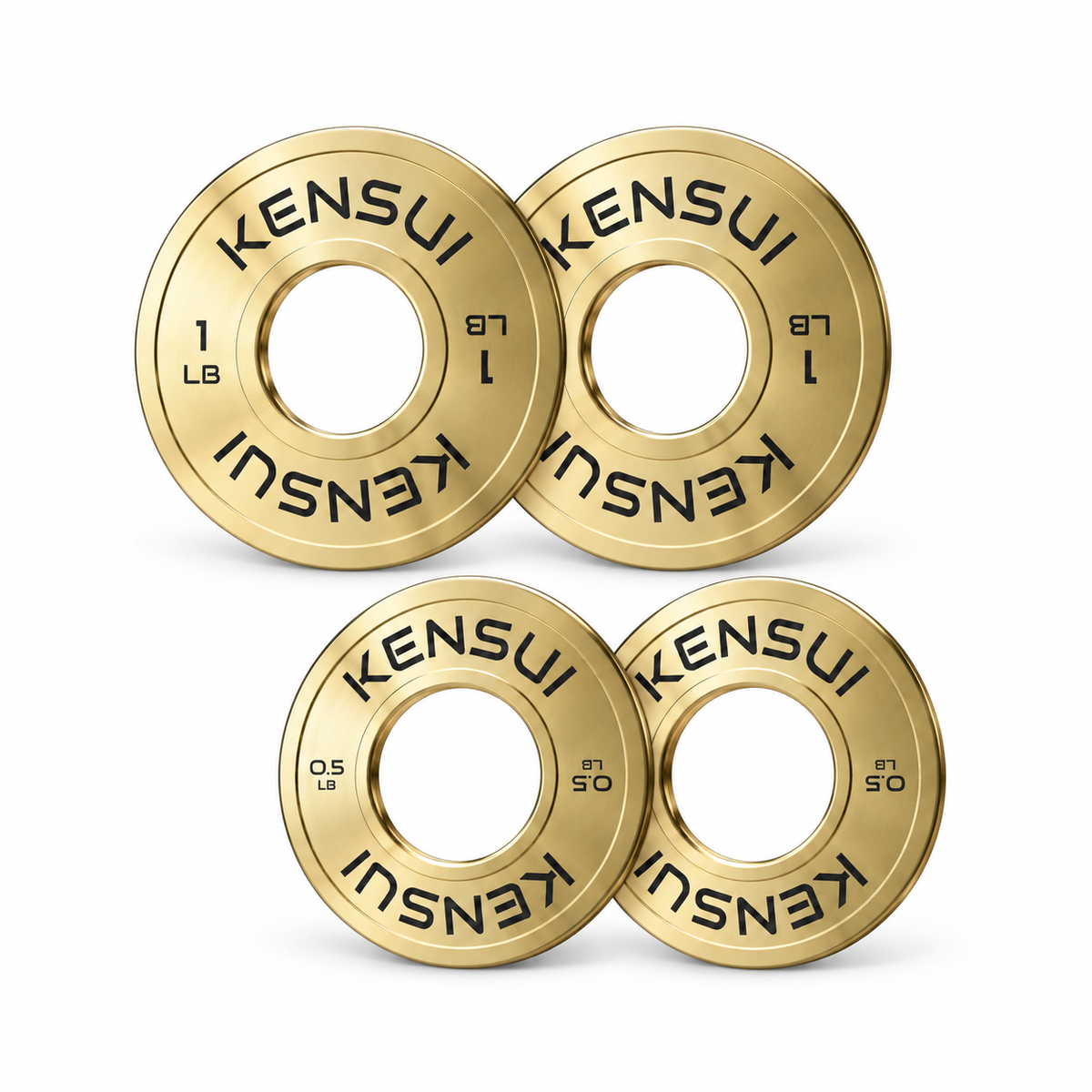 Kensui calibrated gold microloading plate set with two 0.5 lb plates and two 1 lb plates