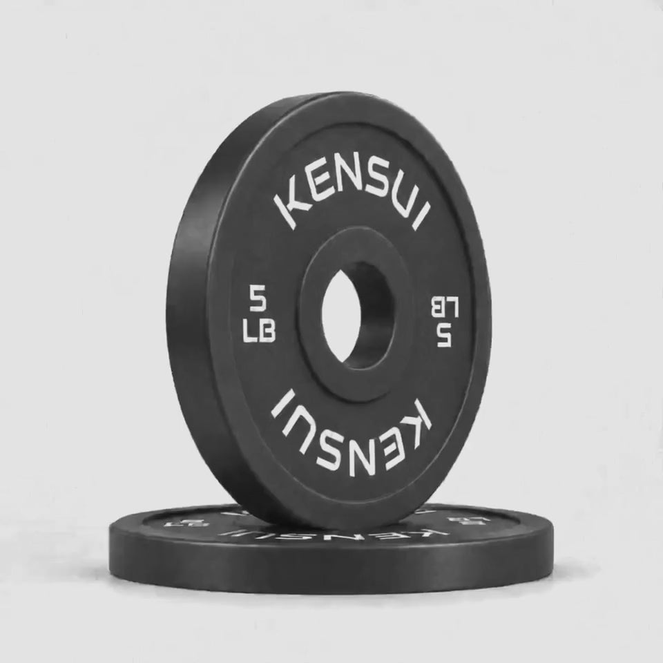 Kensui black 5 lb change plates, stacked pair 360-degree rotation