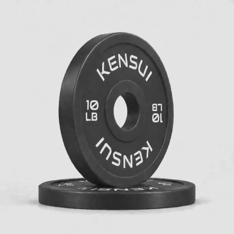 Kensui black 10 lb change plates, stacked pair 360-degree rotation