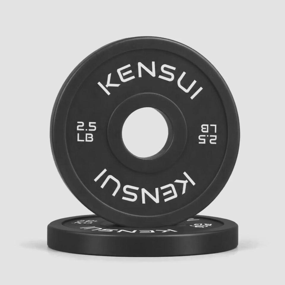 Kensui black 2.5 lb change plates, stacked pair 360-degree rotation