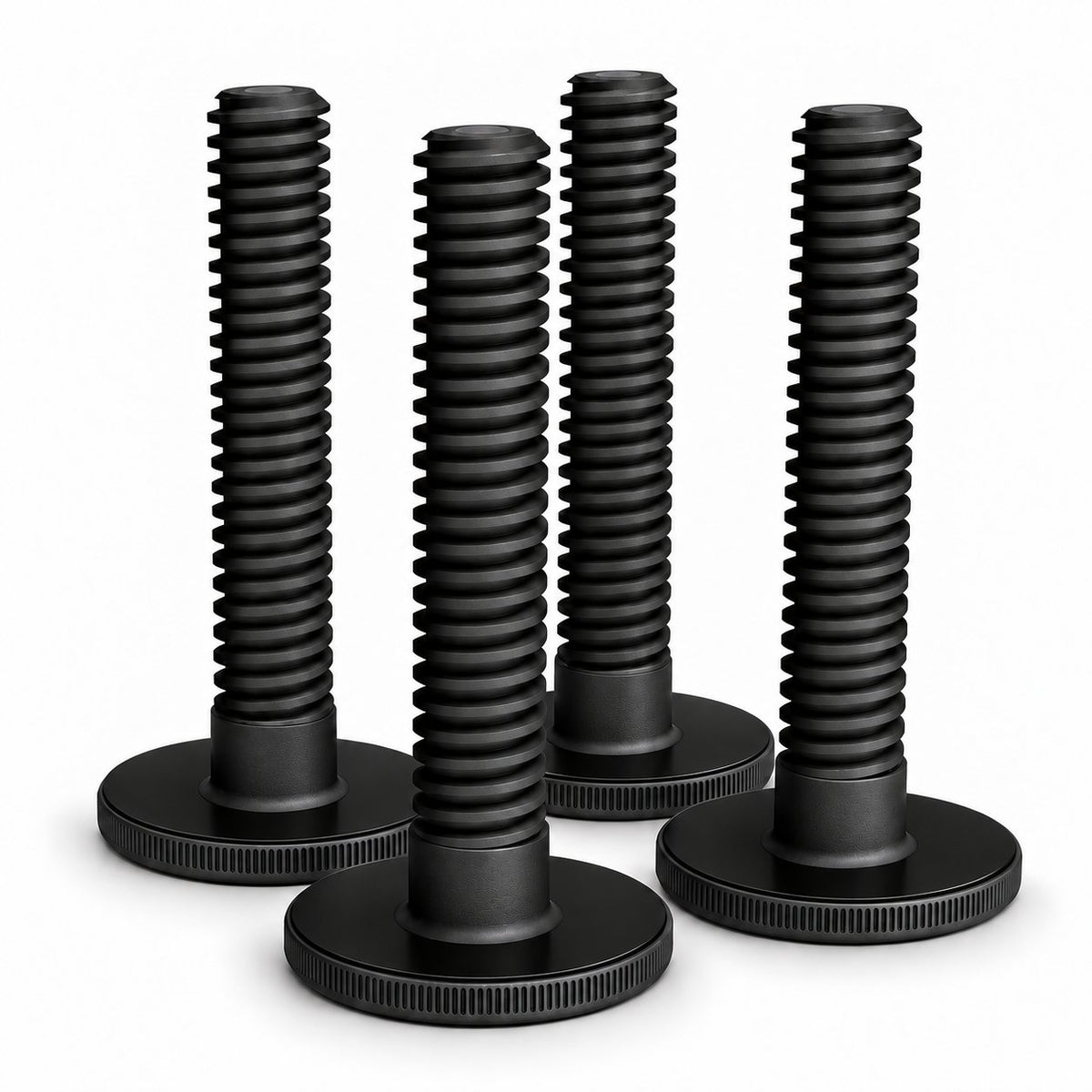 AdaptaBELL Extension PRO four-pack in black PA6GF30 with thin black rubber pads