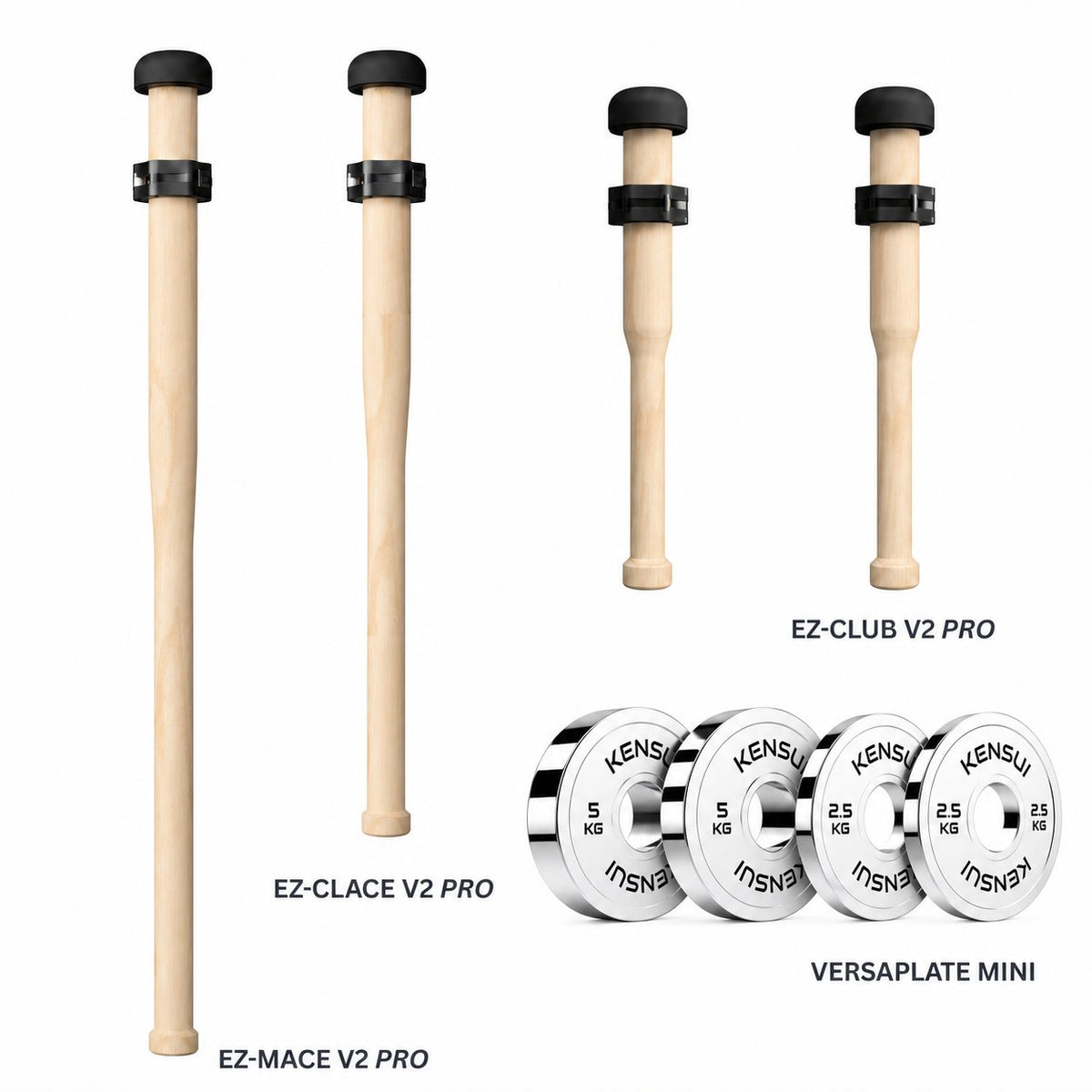 Kensui Barbarian Bundle PRO with polished chrome VersaPlate Mini plates: two 5 kg and two 2.5 kg plates