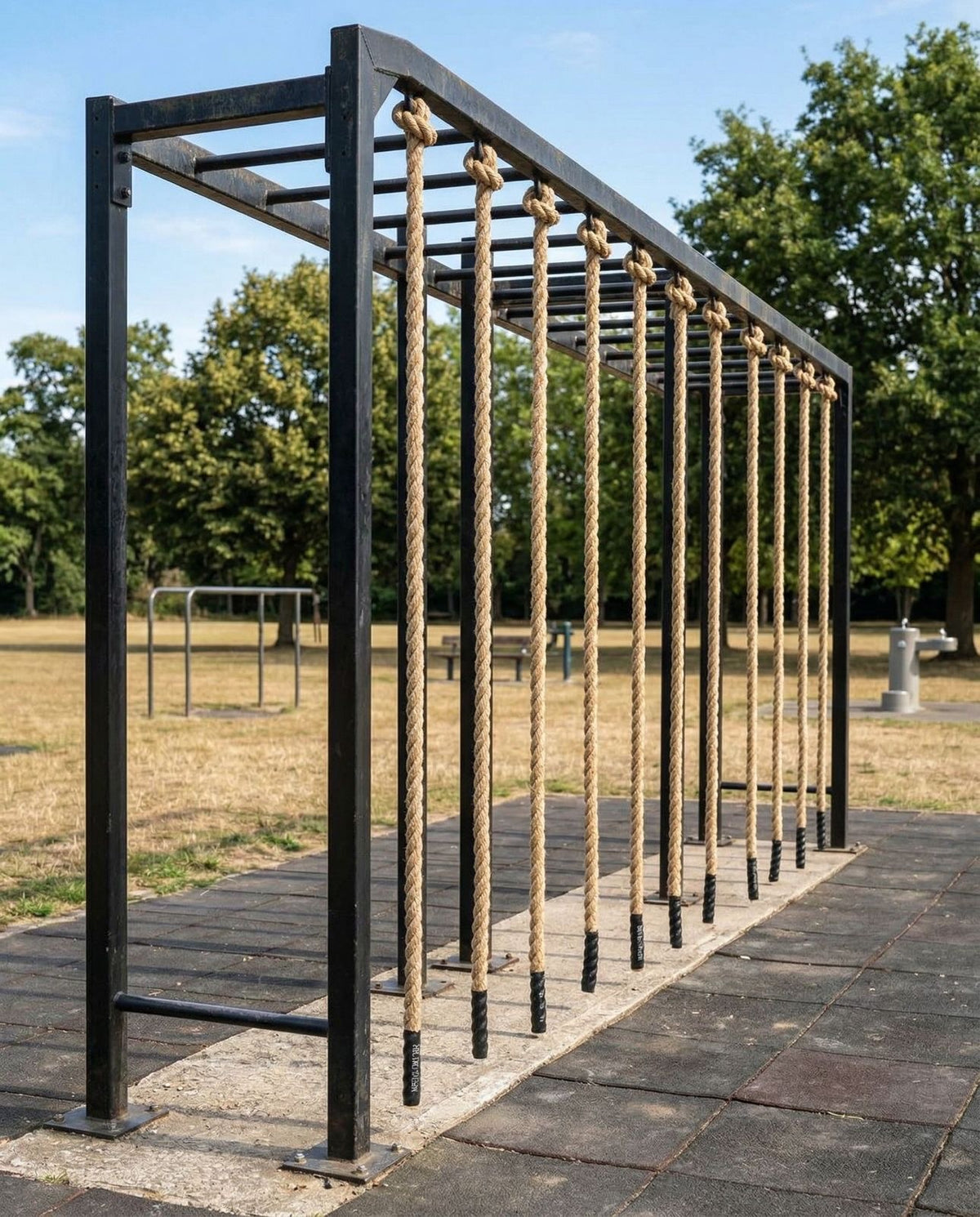 Ten EZ-ROPEs looped on outdoor monkey bars