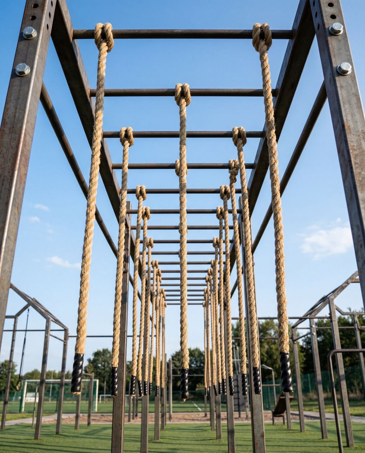 EZ-ROPEs hanging from a monkey-bar rig