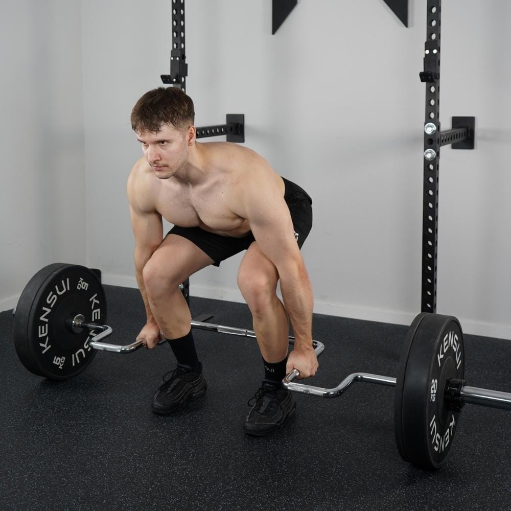 Athlete deadlifting with the Tokyo open trap bar