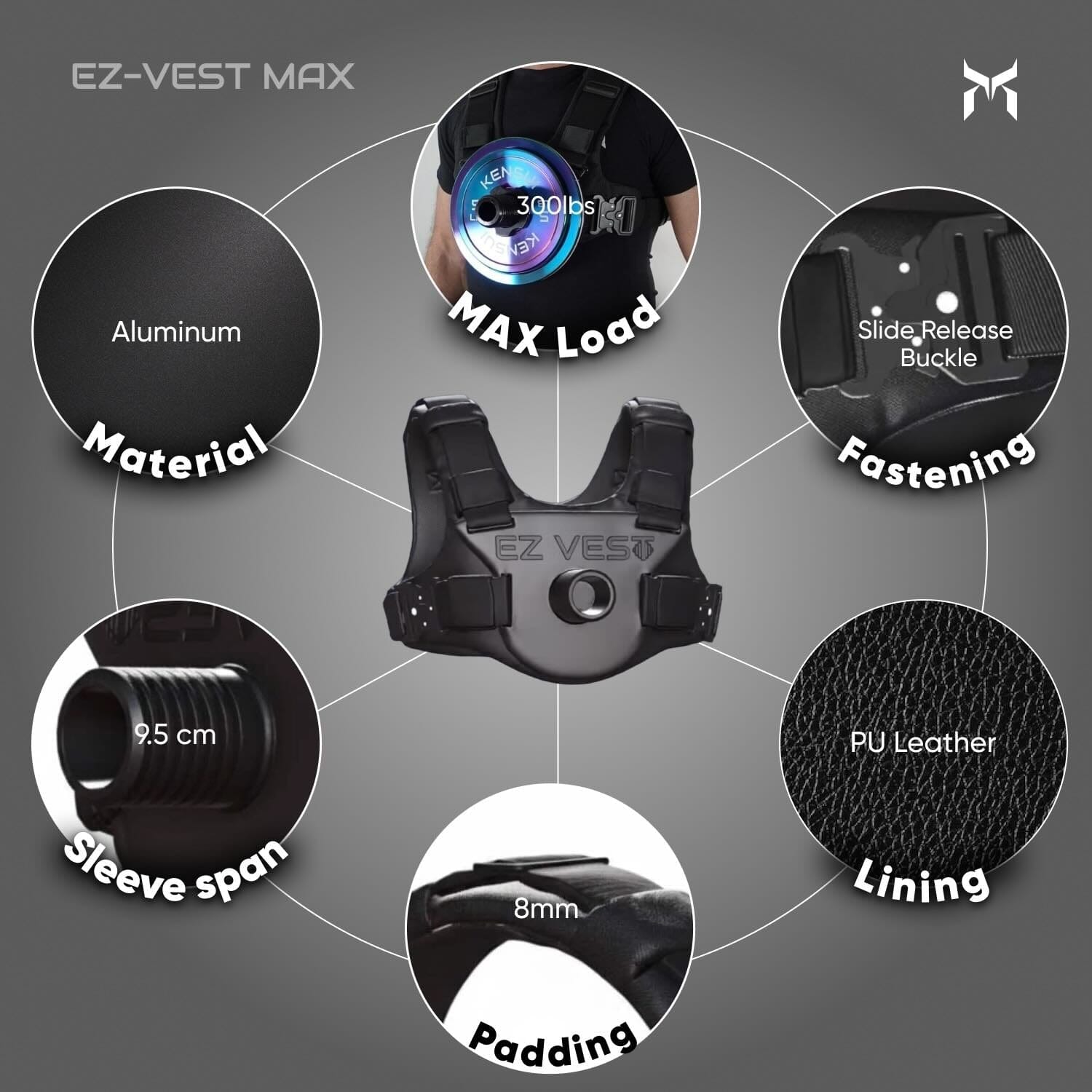 EZ-VEST® プレート装着式重り入りベスト | 最大300ポンド– Kensui