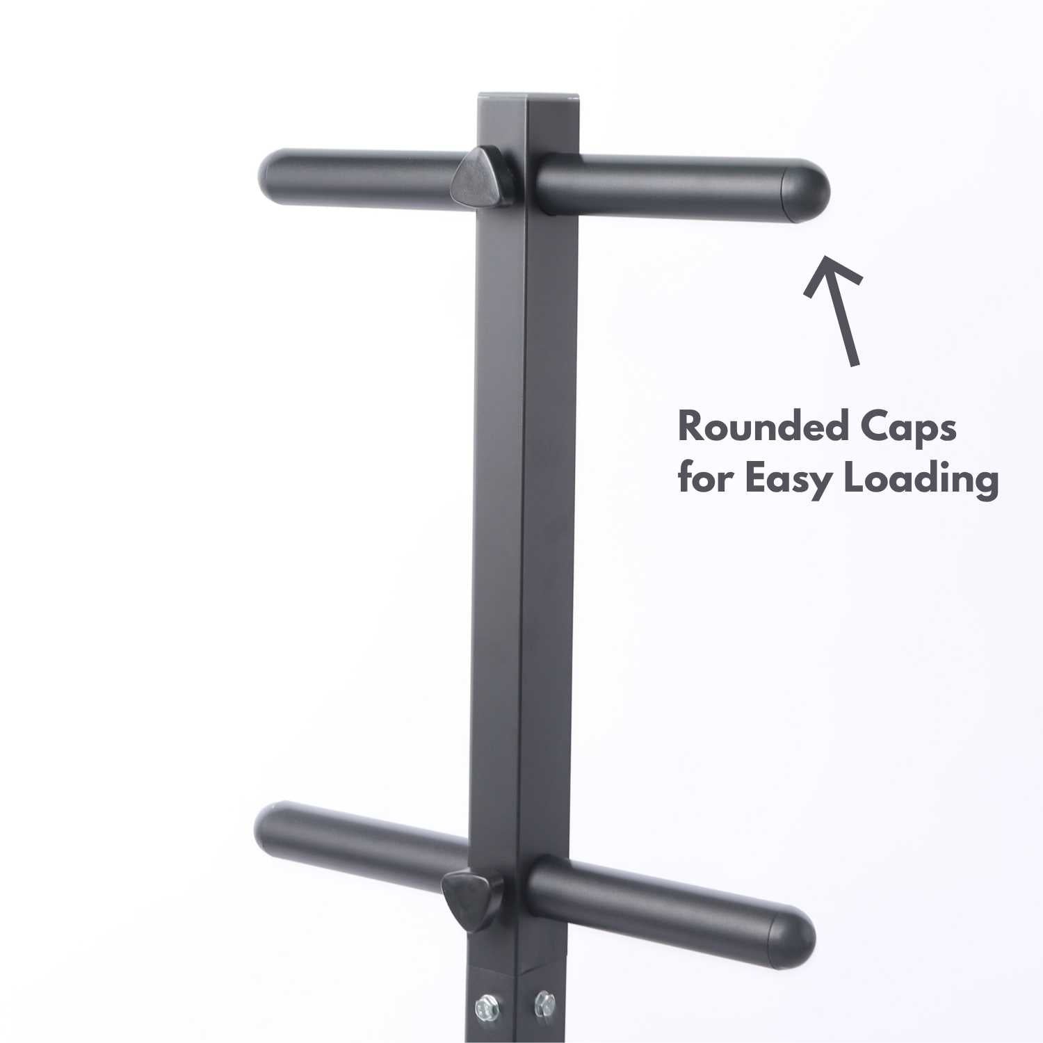 Storage pegs with rounded loading caps