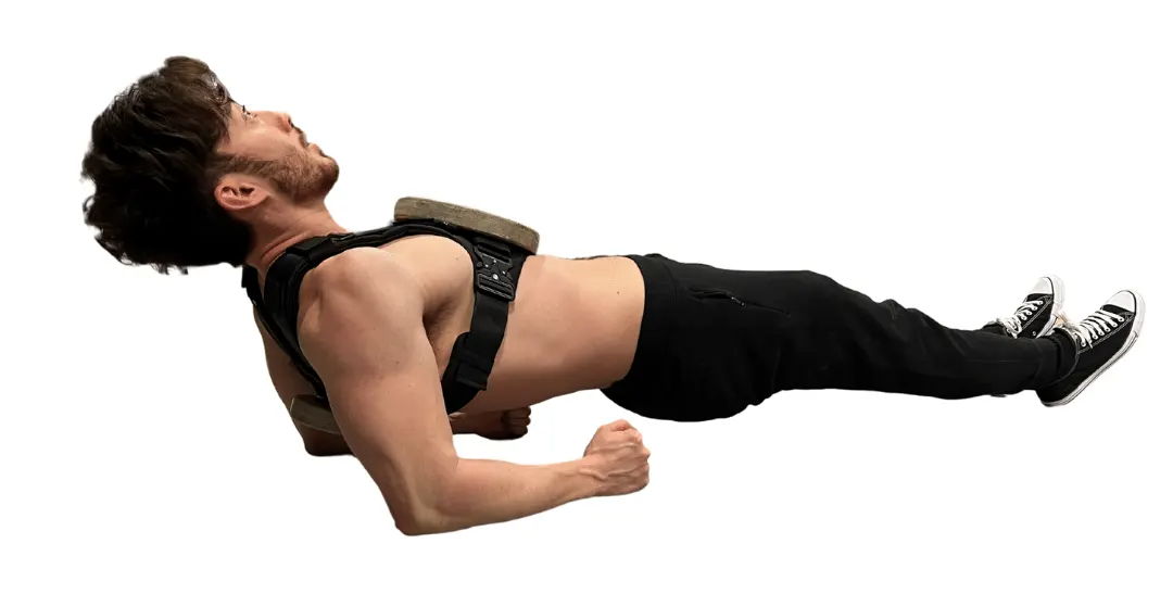 

Person im Reverse Plank mit einer Gewichtsweste.