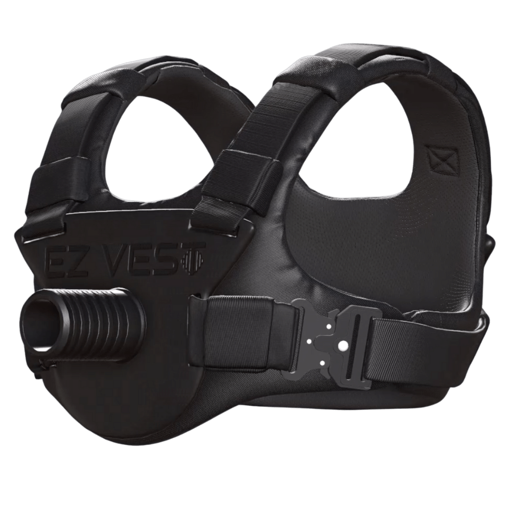 

Schwarze EZ-VEST mit vorderer Scheibenaufnahme.