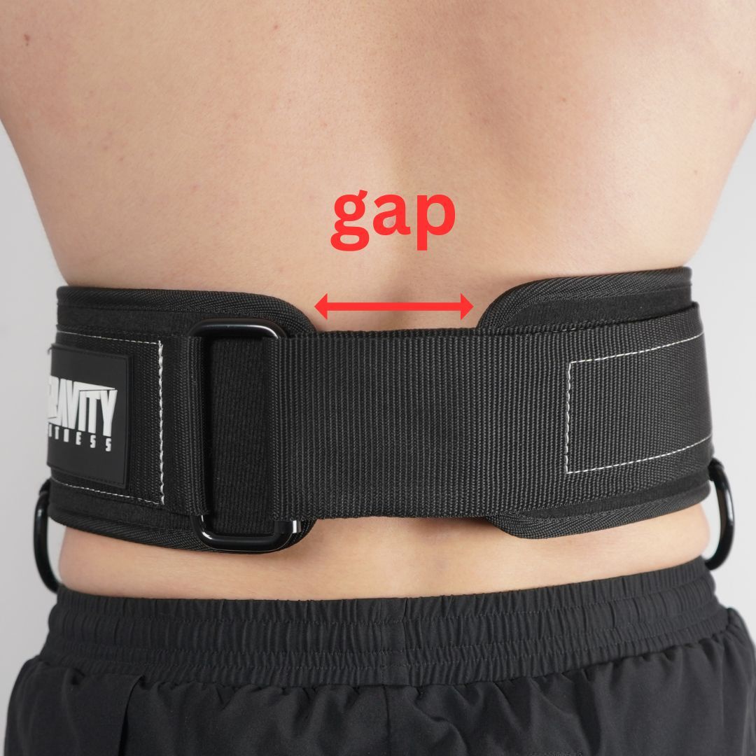 Standard belt showing gap in padding